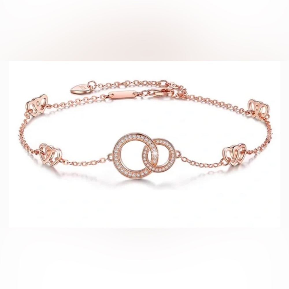Beautiful 925 Rose Gold Infinity Circle Anklet